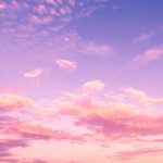 Pink and purple evening sky with clouds Pink and purple clouds in evening sky